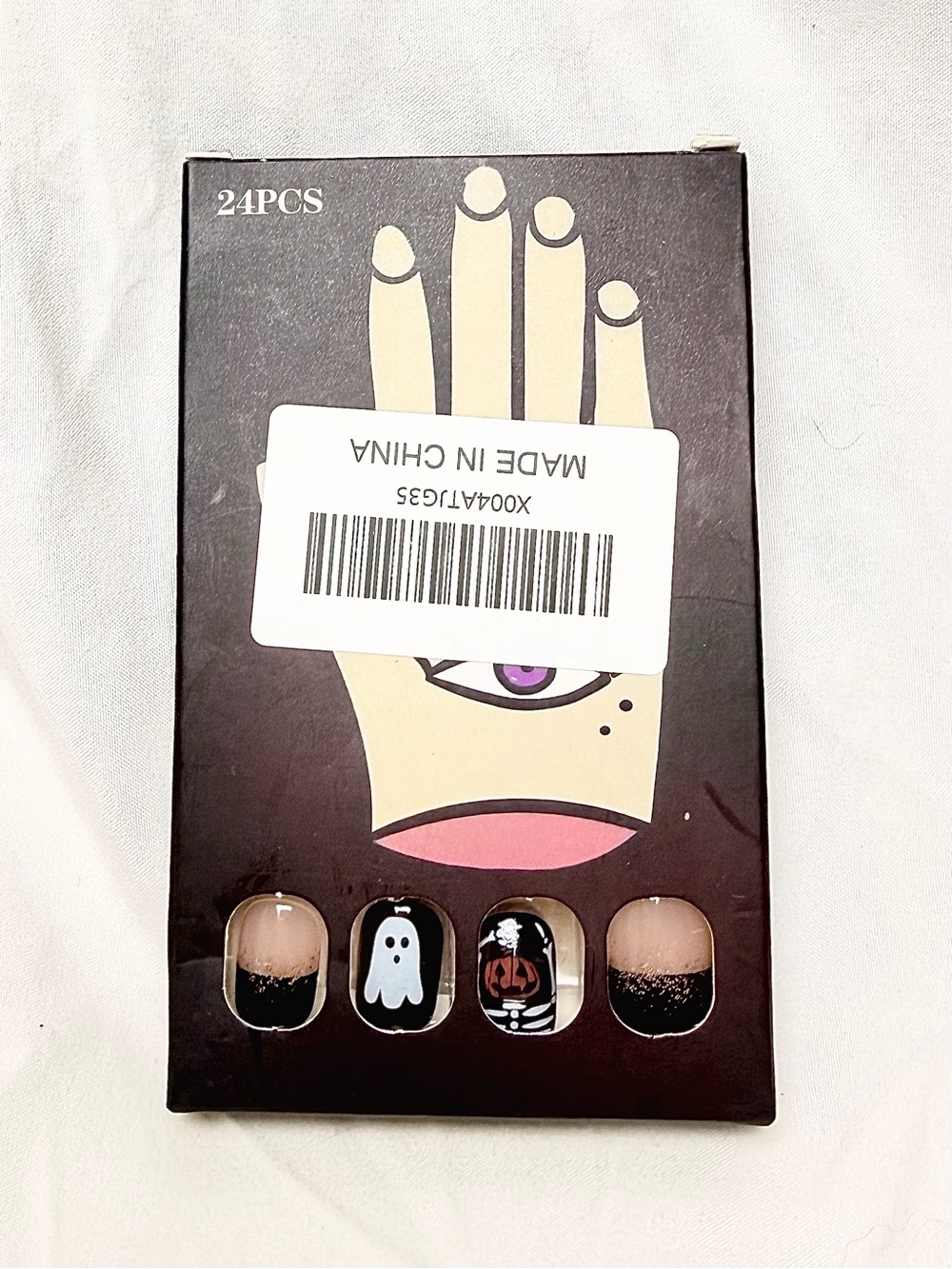 Halloween Press-On Nail Set with Ghost & Pumpkin Designs
